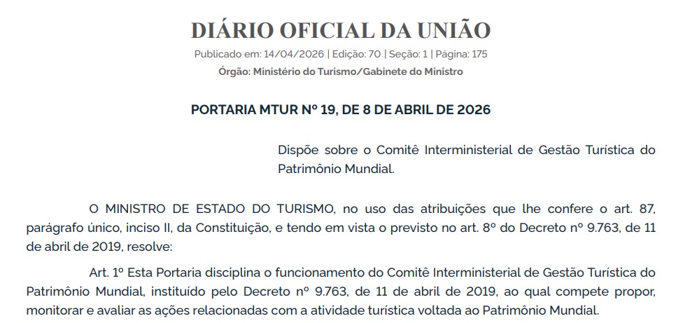 Conquista histórica: OCBPM é oficializada como membro titular do Comitê Interministerial de Gestão Turística do Patrimônio Mundial 